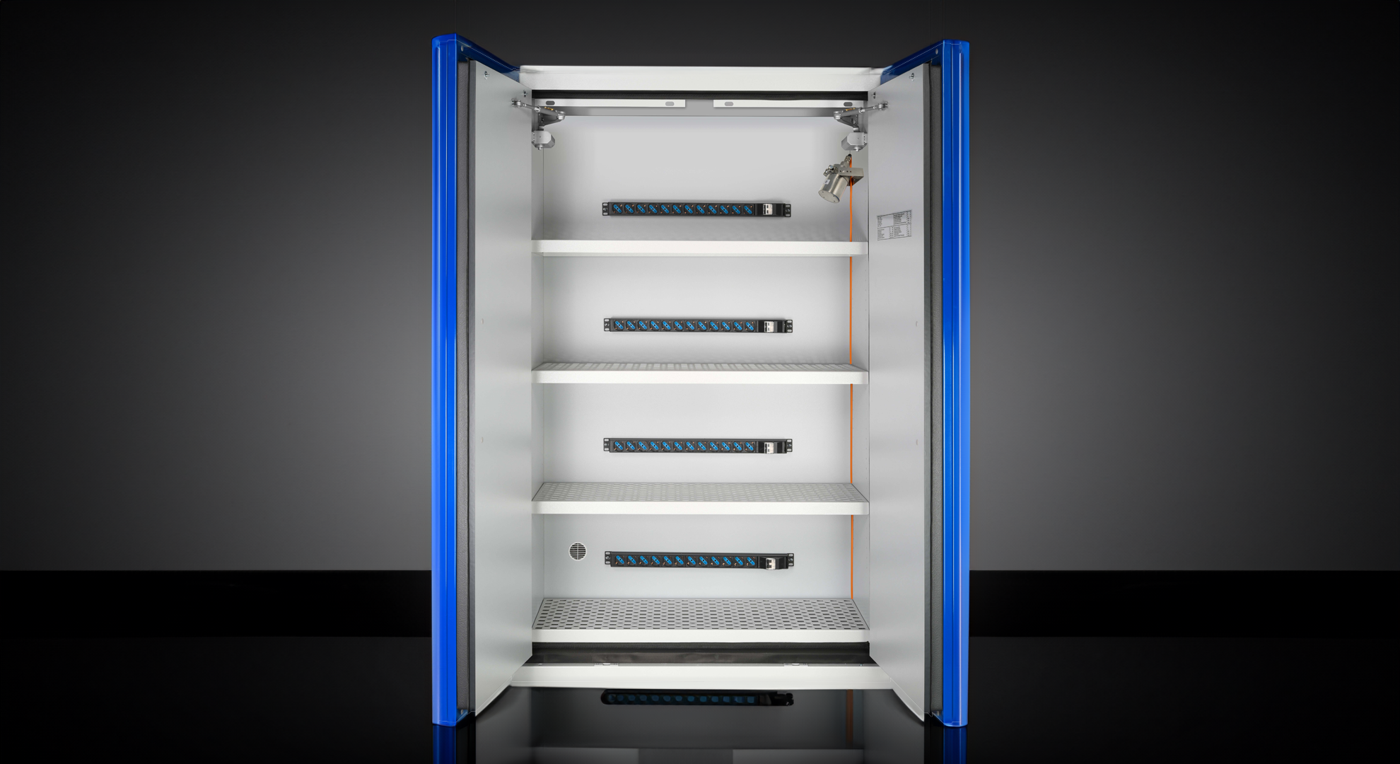 FIREPro cabinet with sockets on black background